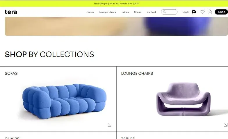 Page d'accueil de la base Tera — mobilier design