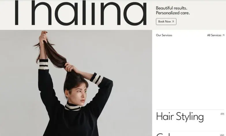 Aperçu de la base Thalina — salon de coiffure